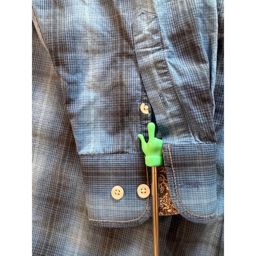 Panhandle Rough Stock Men’s XL Blue Plaid Long Sleeve Button Front Western Shirt - Picture 7 of 8
